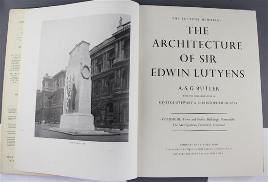 Butler (A. G. S.), Architecture of Sir Edwin Lutyens, vols I-III, d.w.s., pub 1950 and Hussey (C),